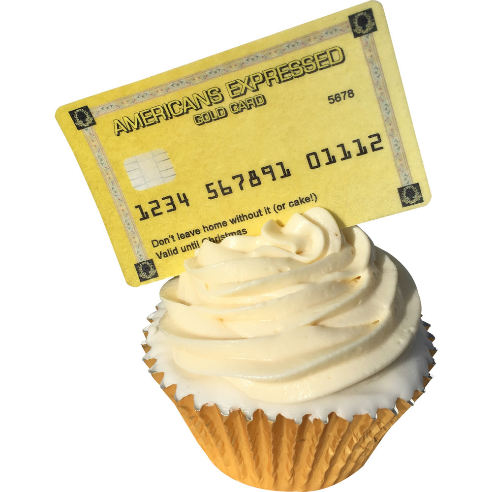 Pack of 6 edible credit / debit cards - Americans Expressed - (Amex! - American Express) - good fun cake decorations