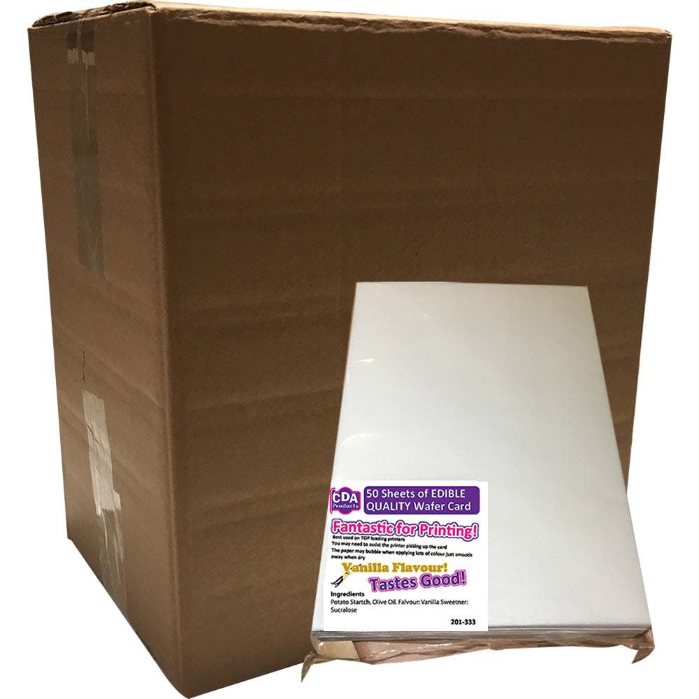 900 A4 sheets (18 Packs of 50) of PREMIUM White Vanilla Wafer Card (thick rice Paper) from CDA Products 260-902