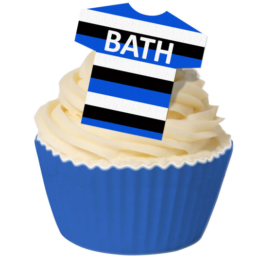 Bath Rugby T‑Shirt Edible Cake Toppers (Pack of 12)