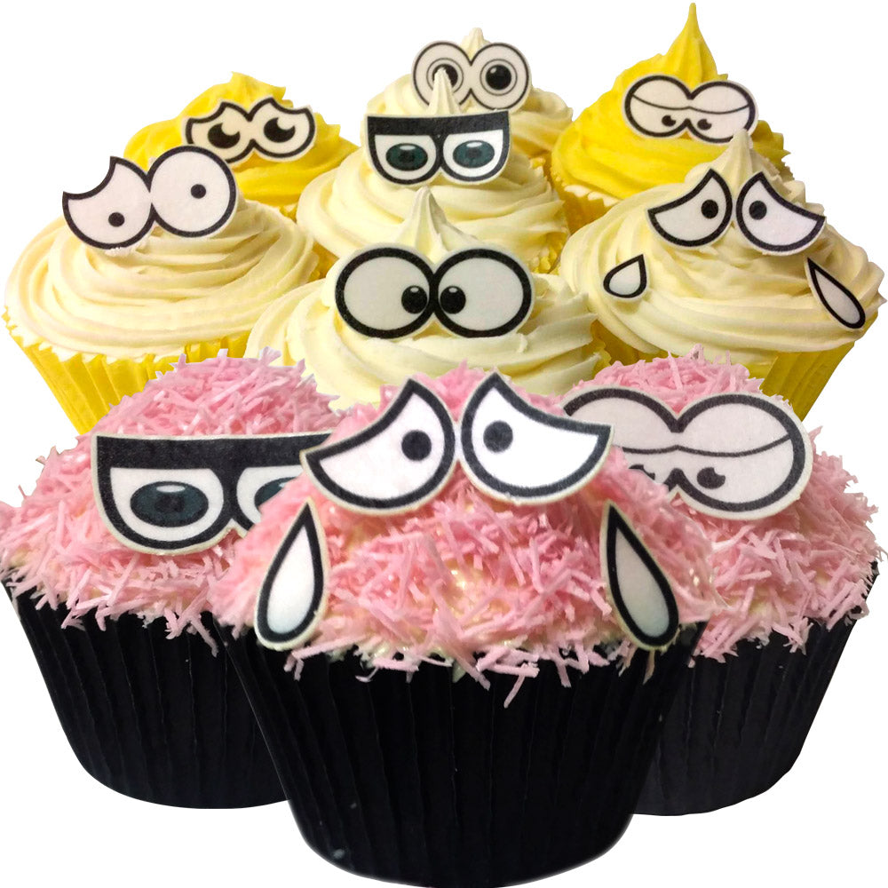 Pack of 36 Pre-Cut Edible Wafer Decorations - Edible Wafer Paper Cartoon Eyes 201-411