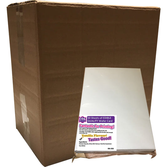 900 A4 sheets (18 Packs of 50) of PREMIUM White Vanilla Wafer Card (thick rice Paper) from CDA Products 260-902