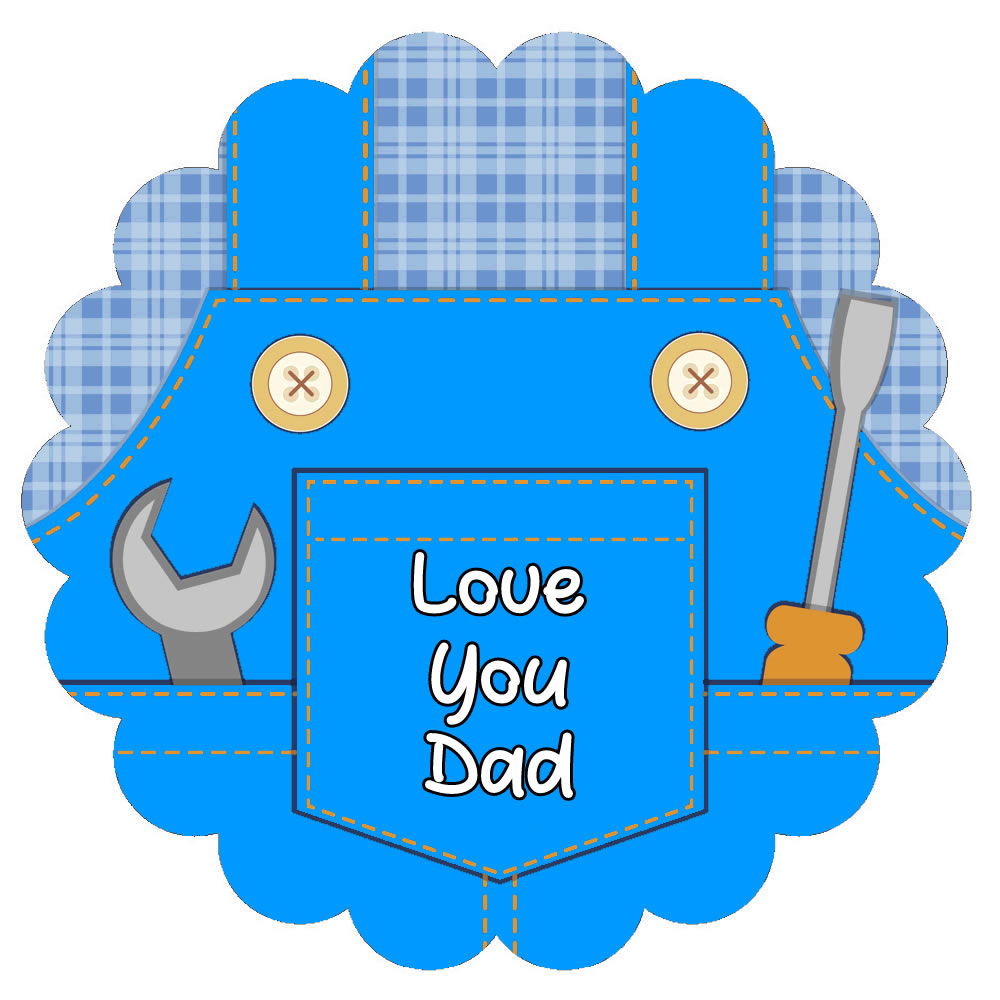 "Love You Dad" Blue Overalls Edible Cake Topper (Pack of 12)”