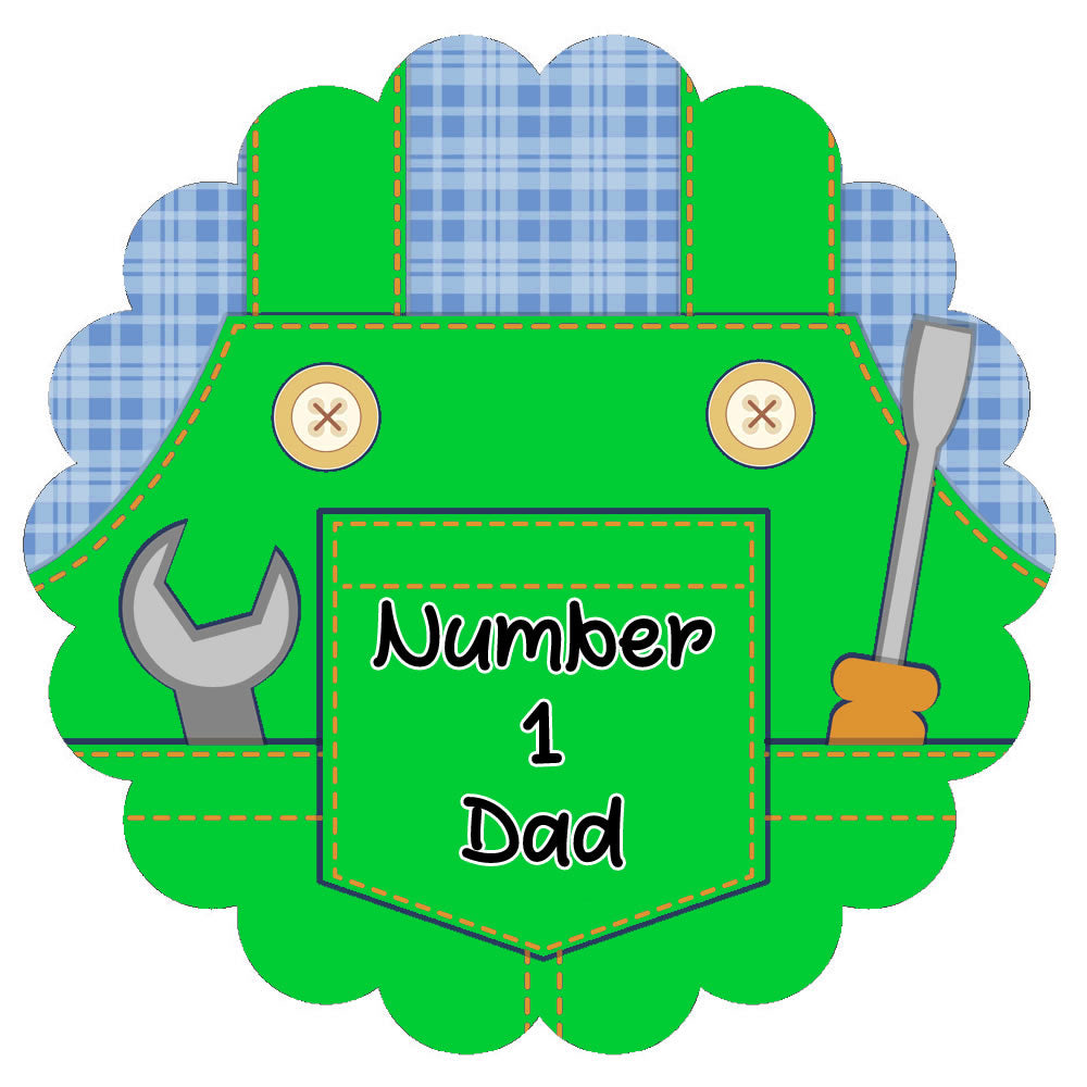 "Number 1 Dad" Green Overalls Edible Cake Topper (Pack of 12)
