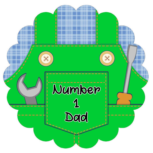 "Number 1 Dad" Green Overalls Edible Cake Topper (Pack of 12)
